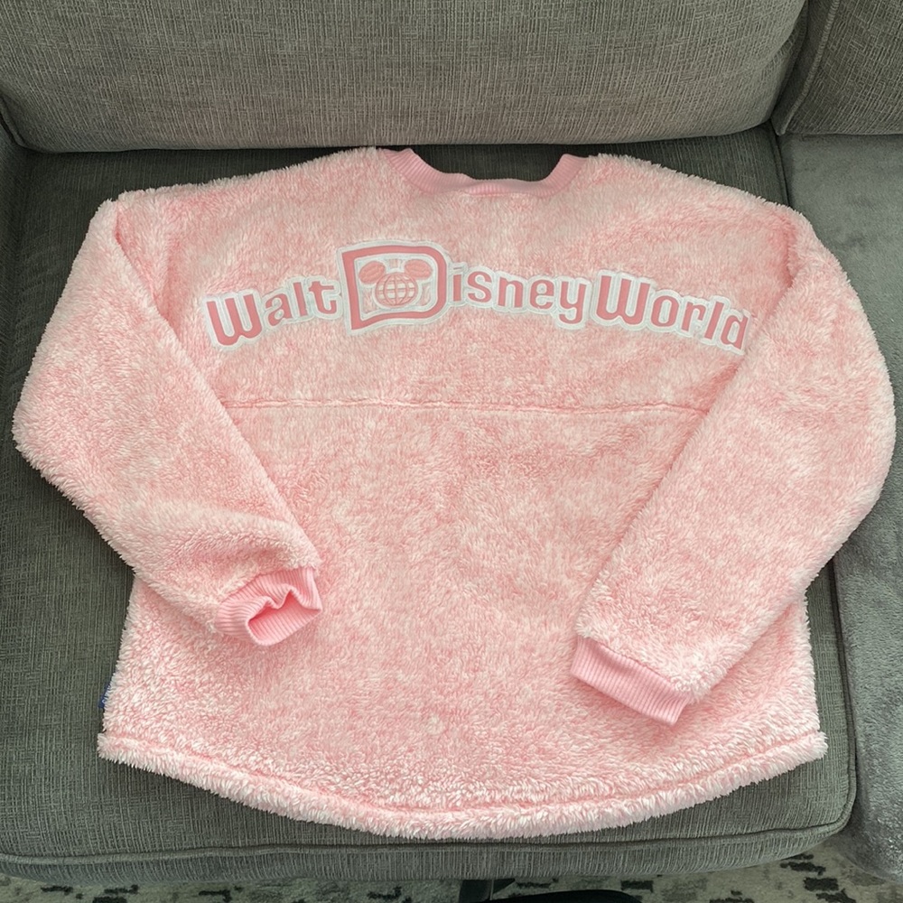 Girls pink fuzzy Minnie Mouse spirit jersey